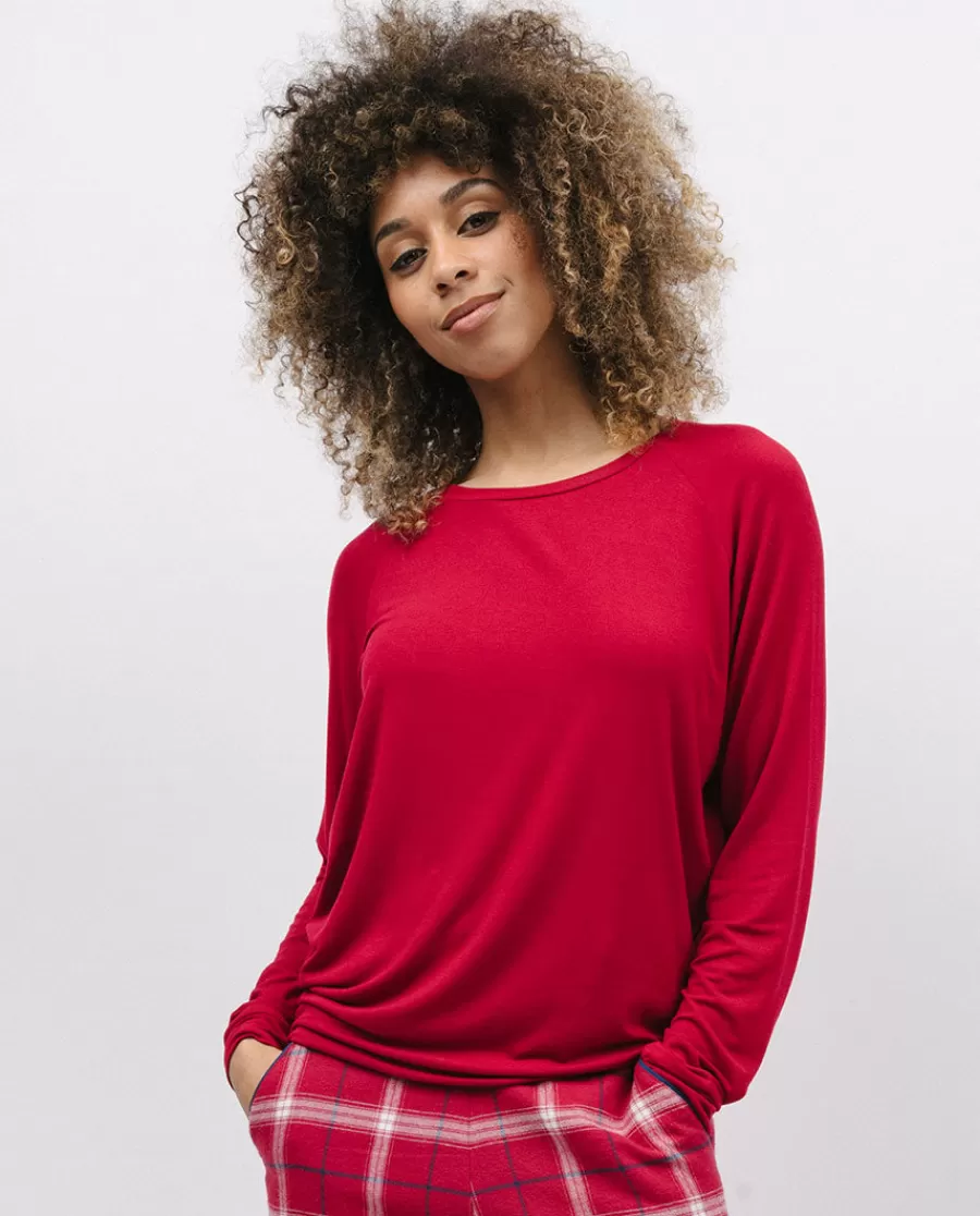 Store Red Slouch Jersey Pyjama Top Women Pyjama Tops
