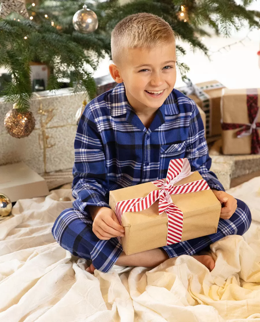 Store Riley Boys Navy Brushed Check Pyjama Set Kids Boys Pyjamas
