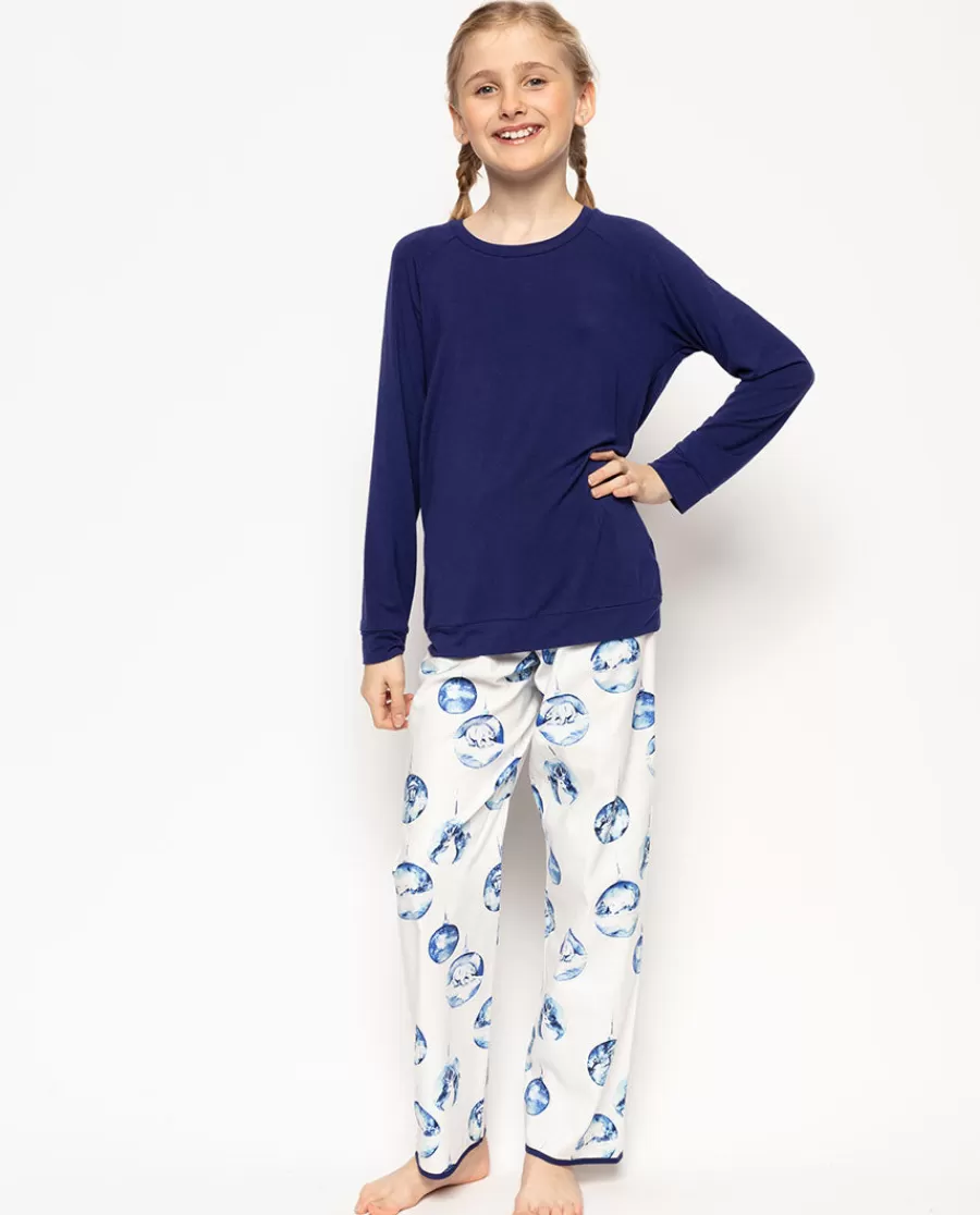 Online Riley Jersey Top And Bauble Print Pyjama Set Kids Girls Pyjamas