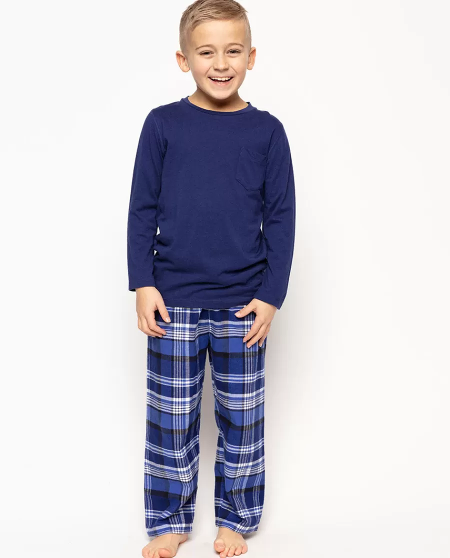 Best Sale Riley Jersey T-Shirt And Brushed Check Pyjama Set Kids Boys Pyjamas