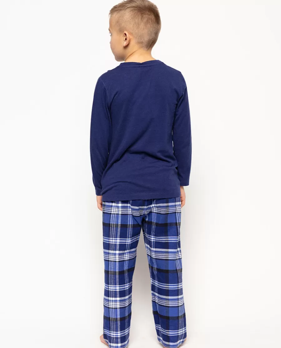 Best Sale Riley Jersey T-Shirt And Brushed Check Pyjama Set Kids Boys Pyjamas