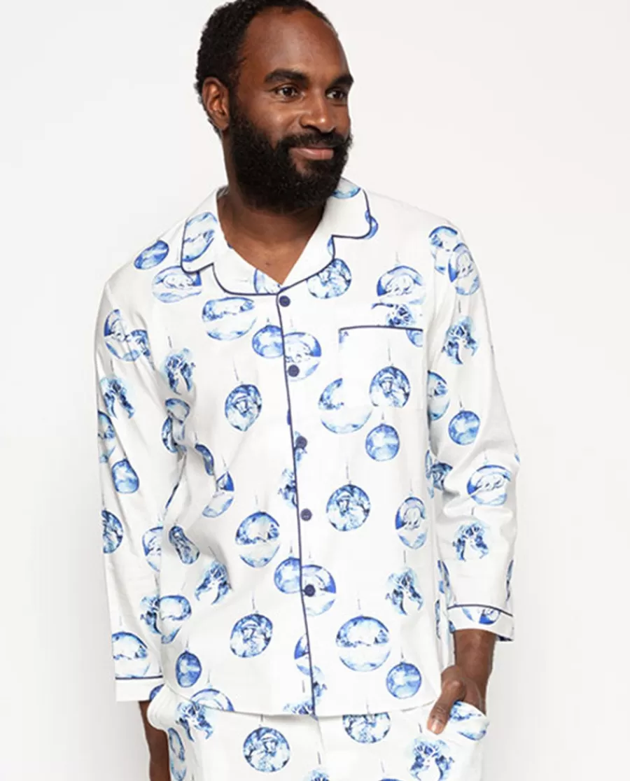Hot Riley Mens Bauble Print Pyjama Top Men Pyjama Tops