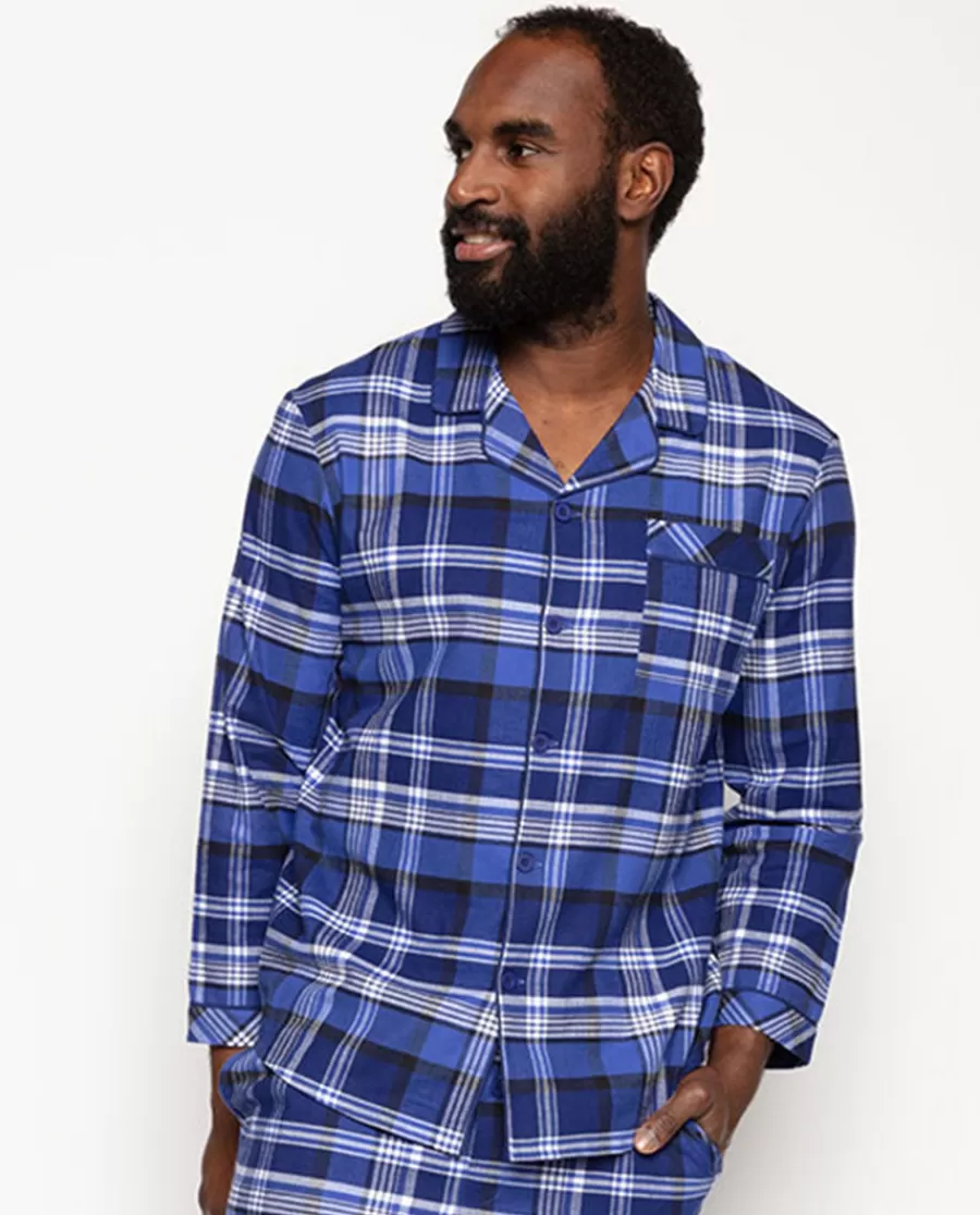 New Riley Mens Brushed Check Pyjama Top Men Pyjama Tops