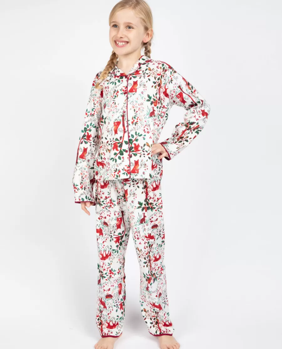 Best Robyn Cream Forest Print Pyjama Set Kids Girls Pyjamas