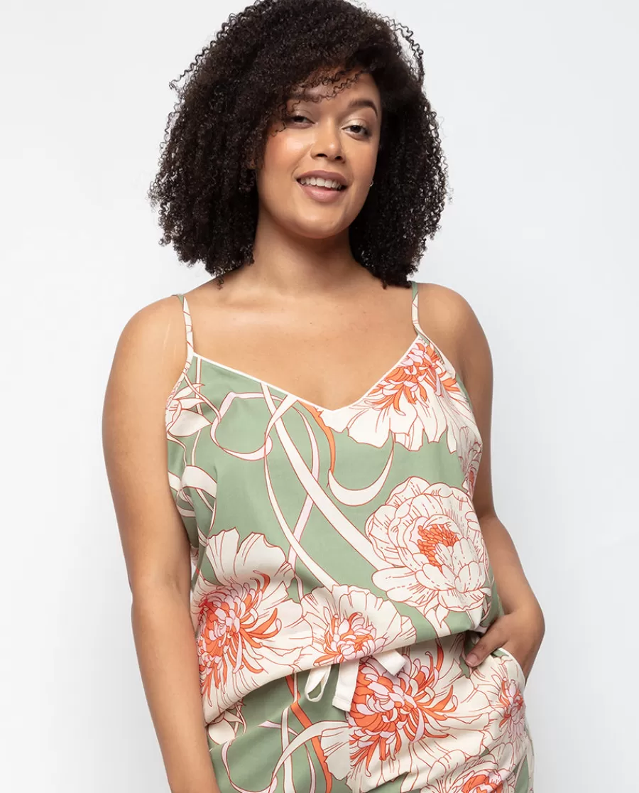 New Sage Floral Print Cami Women Pyjama Tops