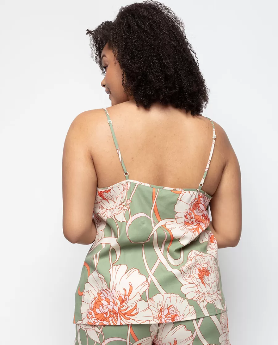 New Sage Floral Print Cami Women Pyjama Tops