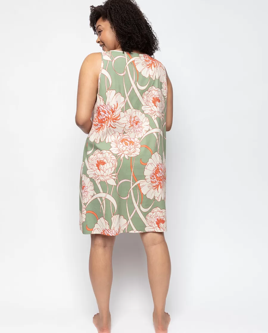 Online Sage Floral Print Short Nightdress Women Nightdresses