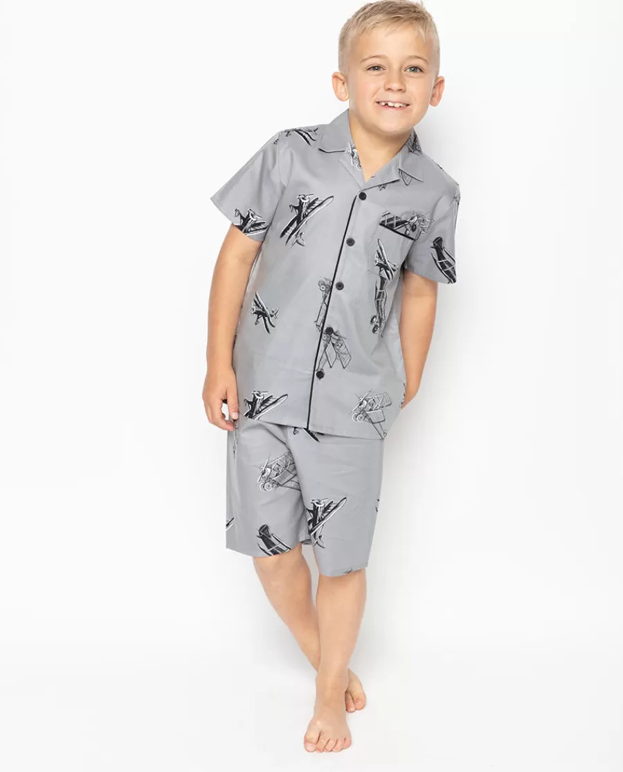 Cheap Samuel Grey Aeroplane Print Shorty Set Kids Kids Shorty Sets