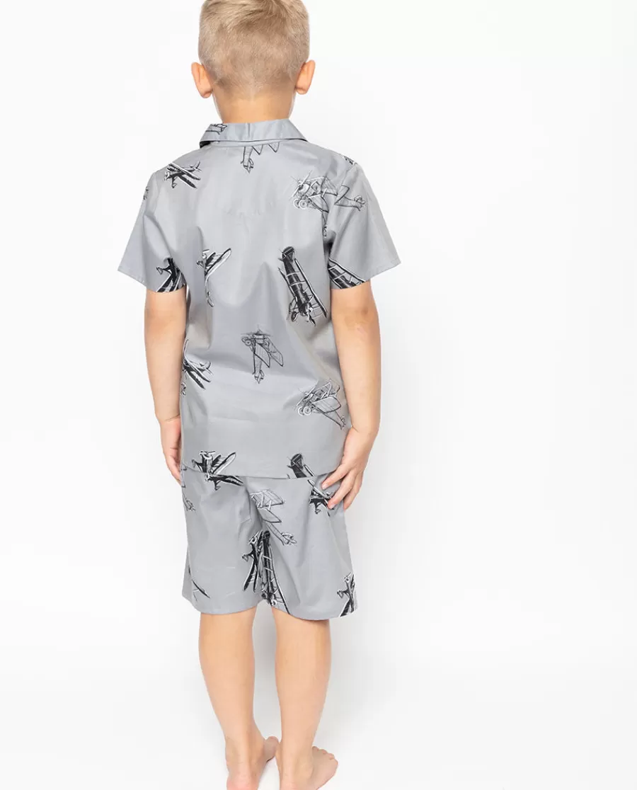Cheap Samuel Grey Aeroplane Print Shorty Set Kids Kids Shorty Sets