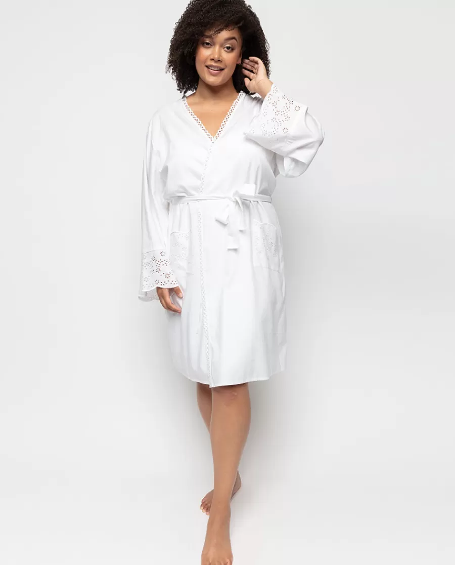 Cheap Saskia Embroidered Short Dressing Gown Women Dressing Gowns