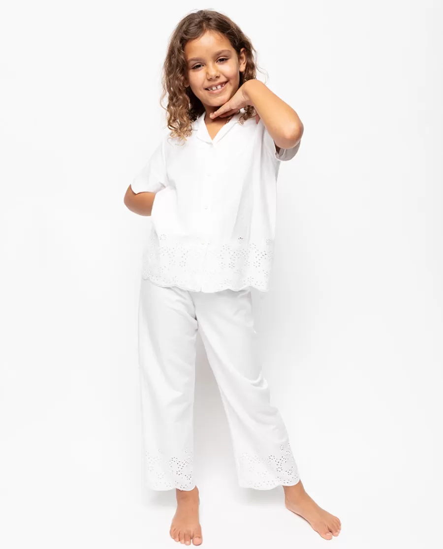 Best Sale Saskia Girls Embroidered Pyjama Set Kids Girls Pyjamas