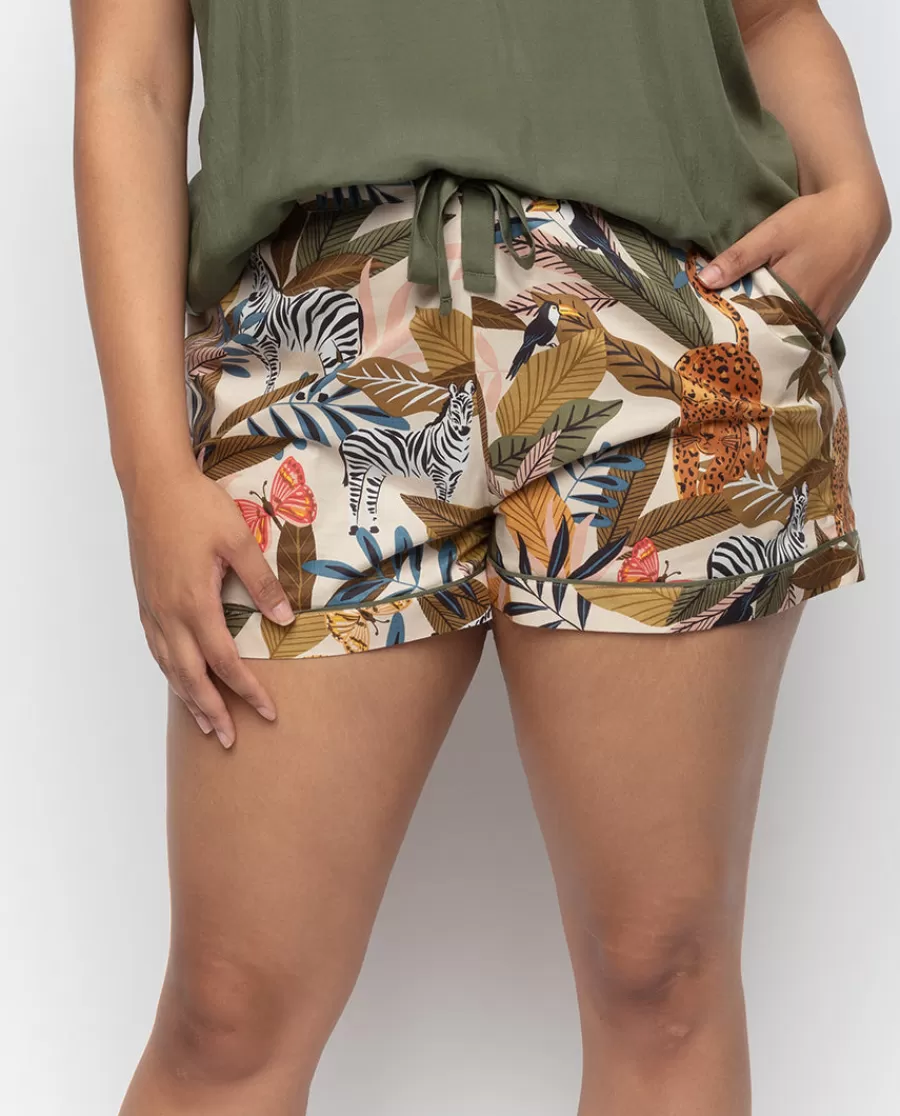 Fashion Savannah Safari Print Shorts Women Pyjama Bottoms