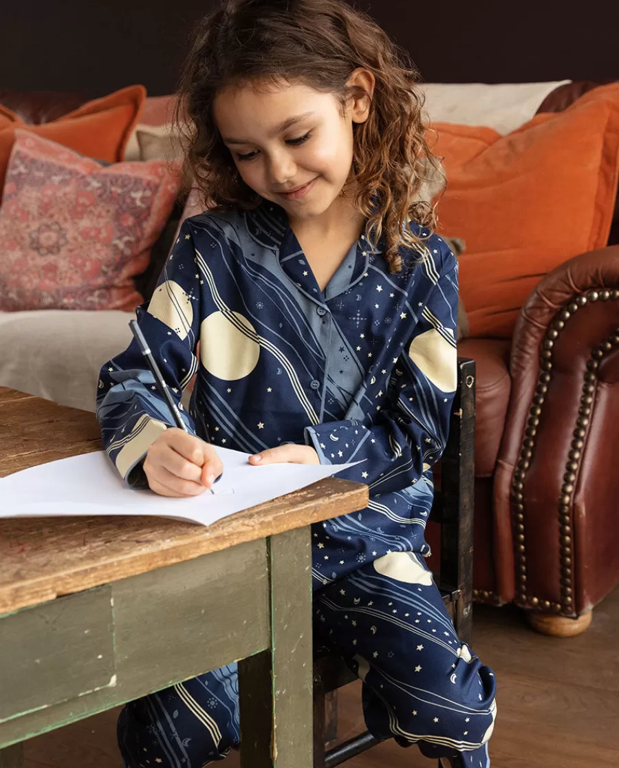 Flash Sale Skye Blue Celestial Print Pyjama Set Kids Girls Pyjamas