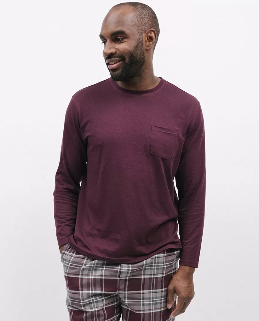 Flash Sale Spencer Burgundy Jersey T-Shirt Men Pyjama Tops