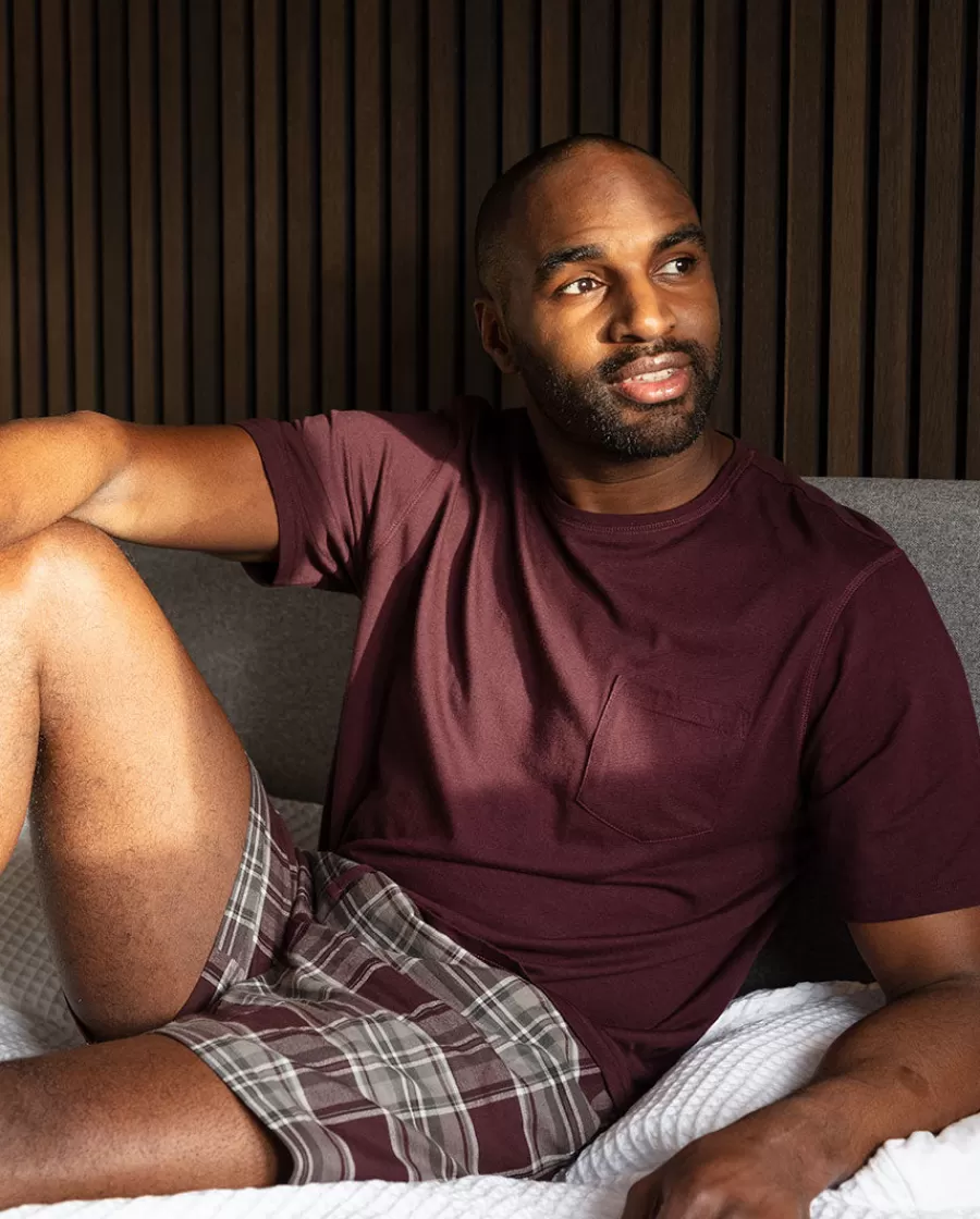 Discount Spencer Jersey T-Shirt And Check Shory Set Men Pyjama Sets