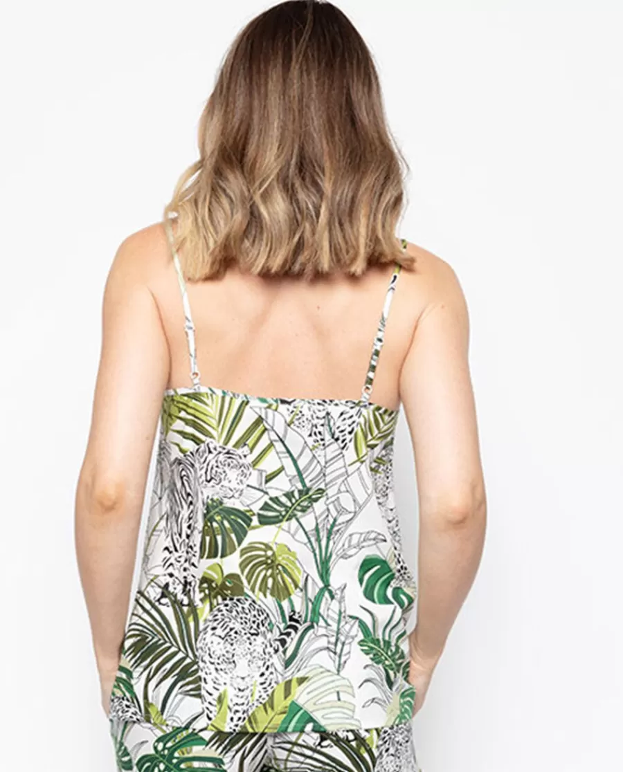 New Tamsin Leopard Palm Leaf Print Cami Women Pyjama Tops