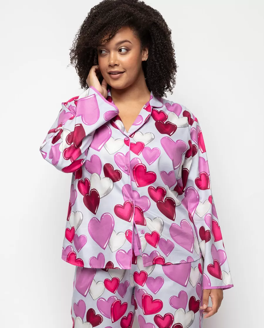 Sale Viola Heart Print Pyjama Top Women Pyjama Tops
