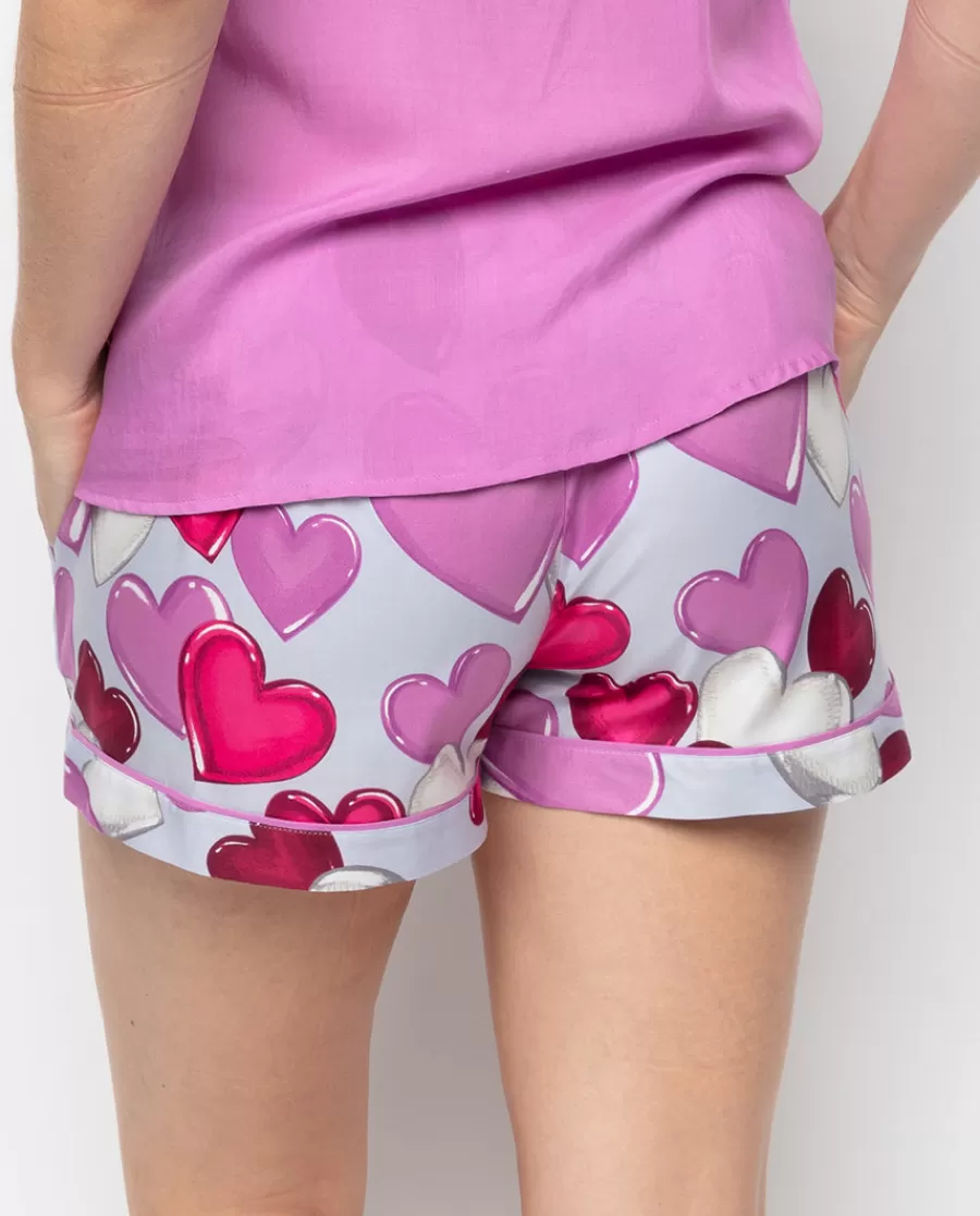 Hot Viola Heart Print Shorts Women Pyjama Bottoms