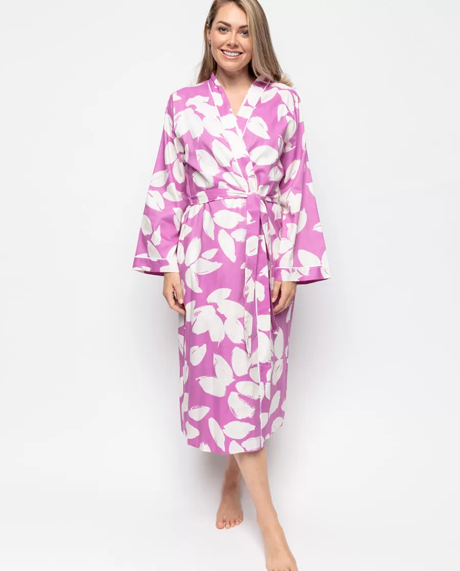 New Viola Petal Print Long Dressing Gown Women Dressing Gowns