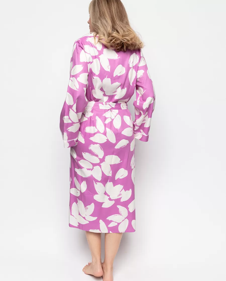 New Viola Petal Print Long Dressing Gown Women Dressing Gowns