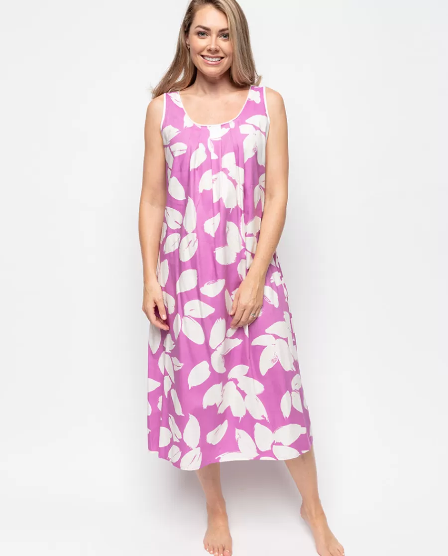 Clearance Viola Petal Print Long Nightdress Women Nightdresses