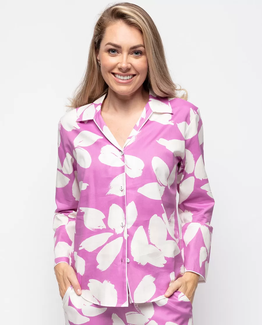 Fashion Viola Petal Print Pyjama Top Women Pyjama Tops