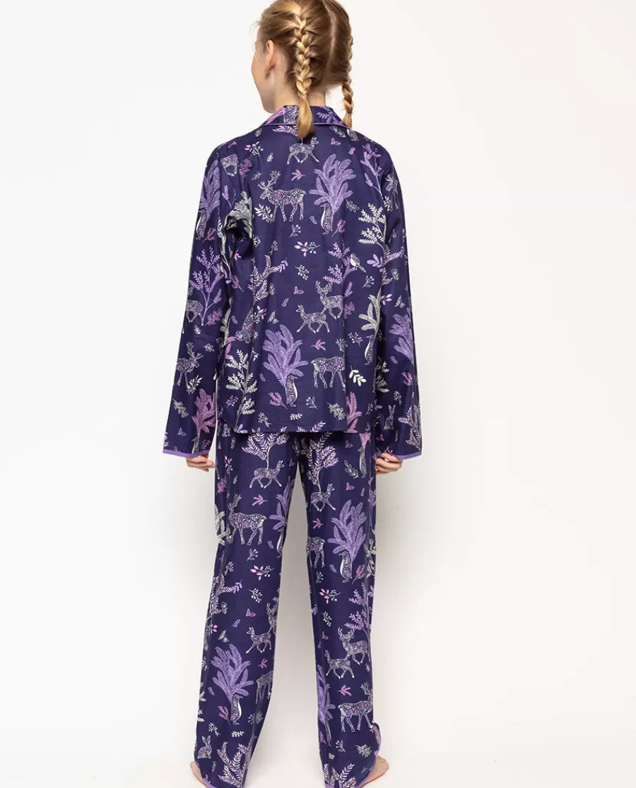 Best Sale Violet Purple Forest Print Pyjama Set Kids Girls Pyjamas