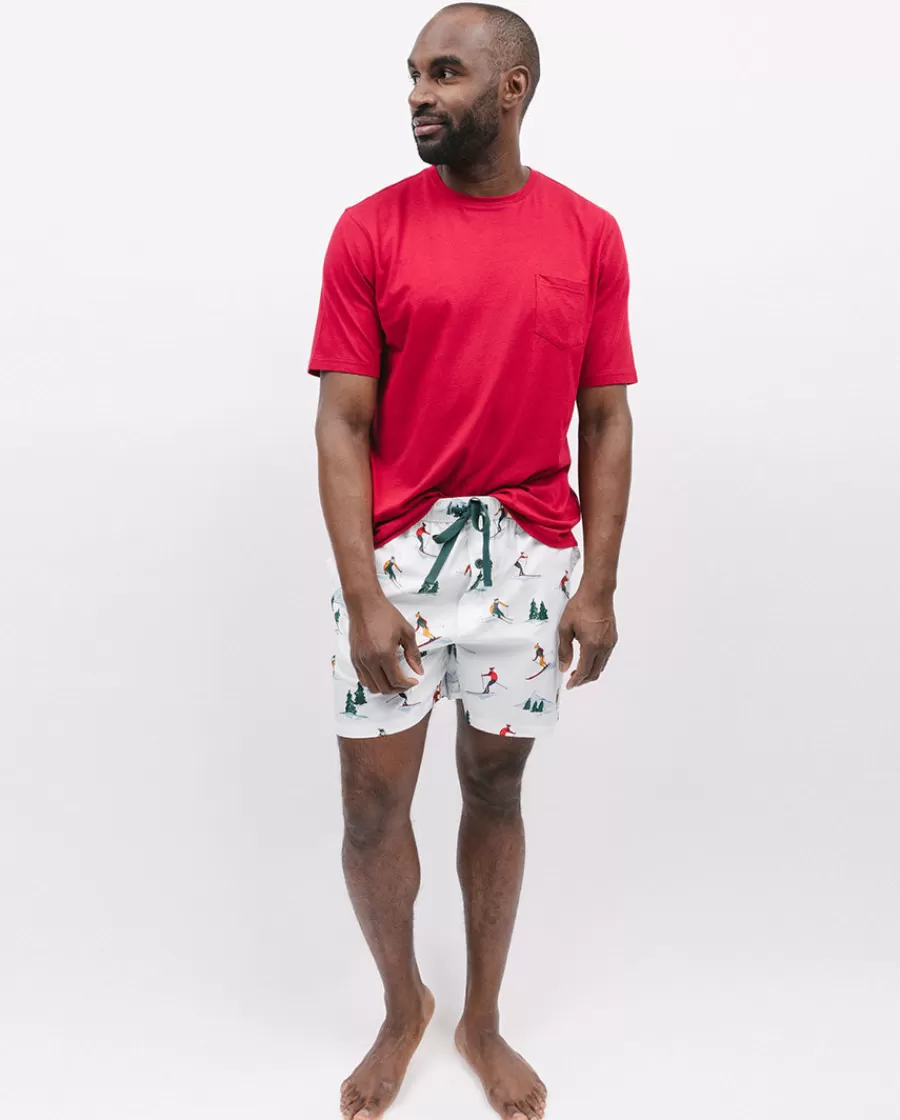 New Whistler Jersey T-Shirt And Ski Print Shorty Set Men Pyjama Sets