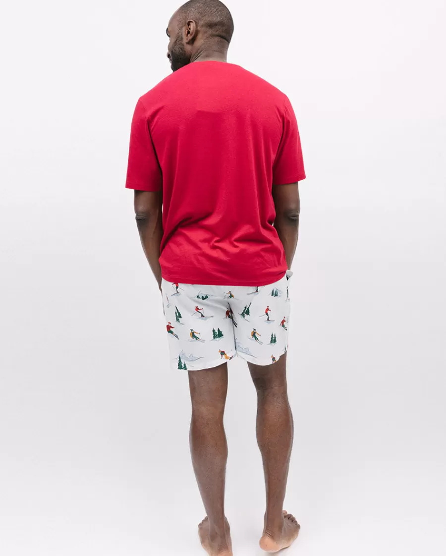 New Whistler Jersey T-Shirt And Ski Print Shorty Set Men Pyjama Sets