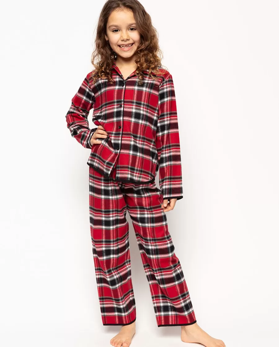 Online Windsor Girls Red Super Cosy Check Pyjama Set Kids Girls Pyjamas