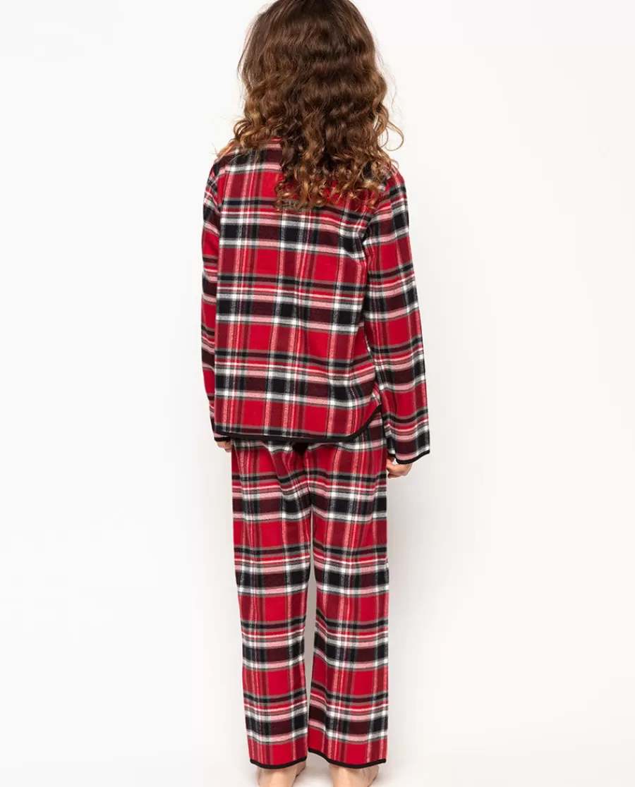 Online Windsor Girls Red Super Cosy Check Pyjama Set Kids Girls Pyjamas