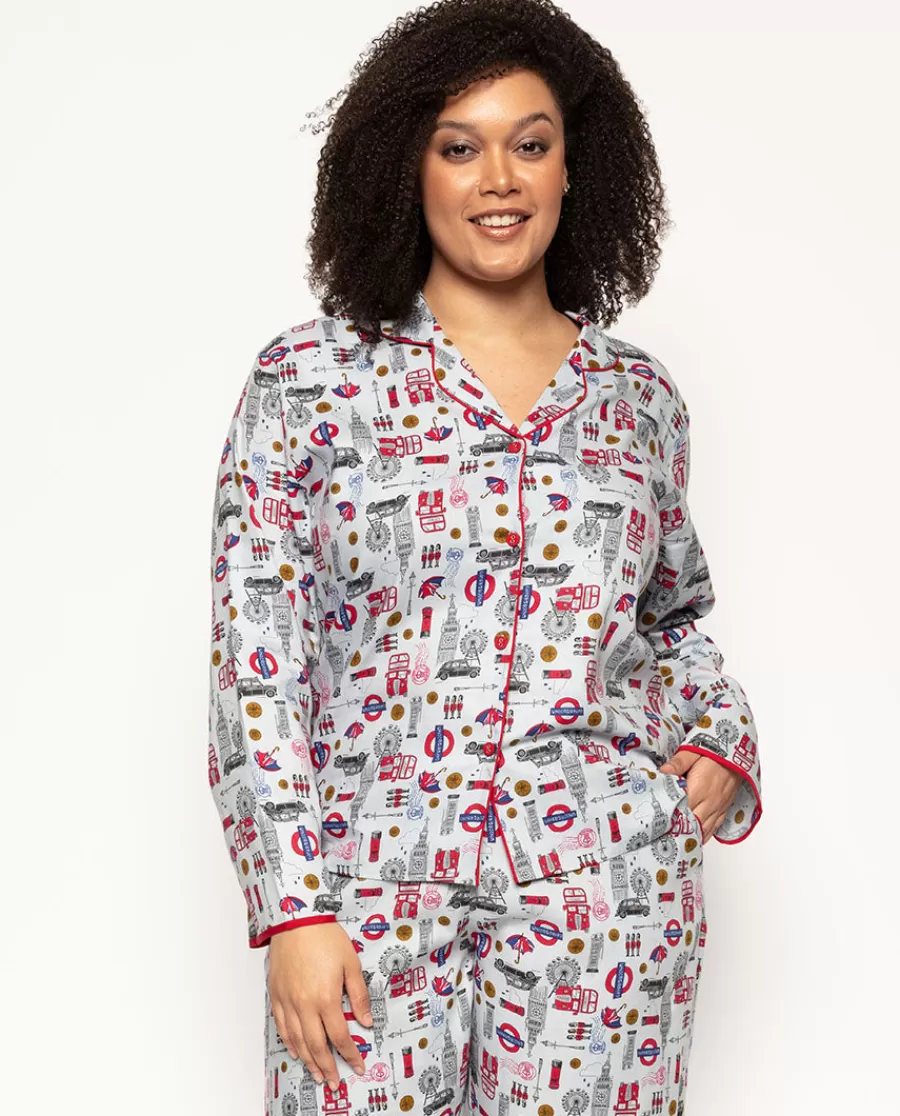 Sale Windsor Womens London Print Pyjama Top Women Pyjama Tops