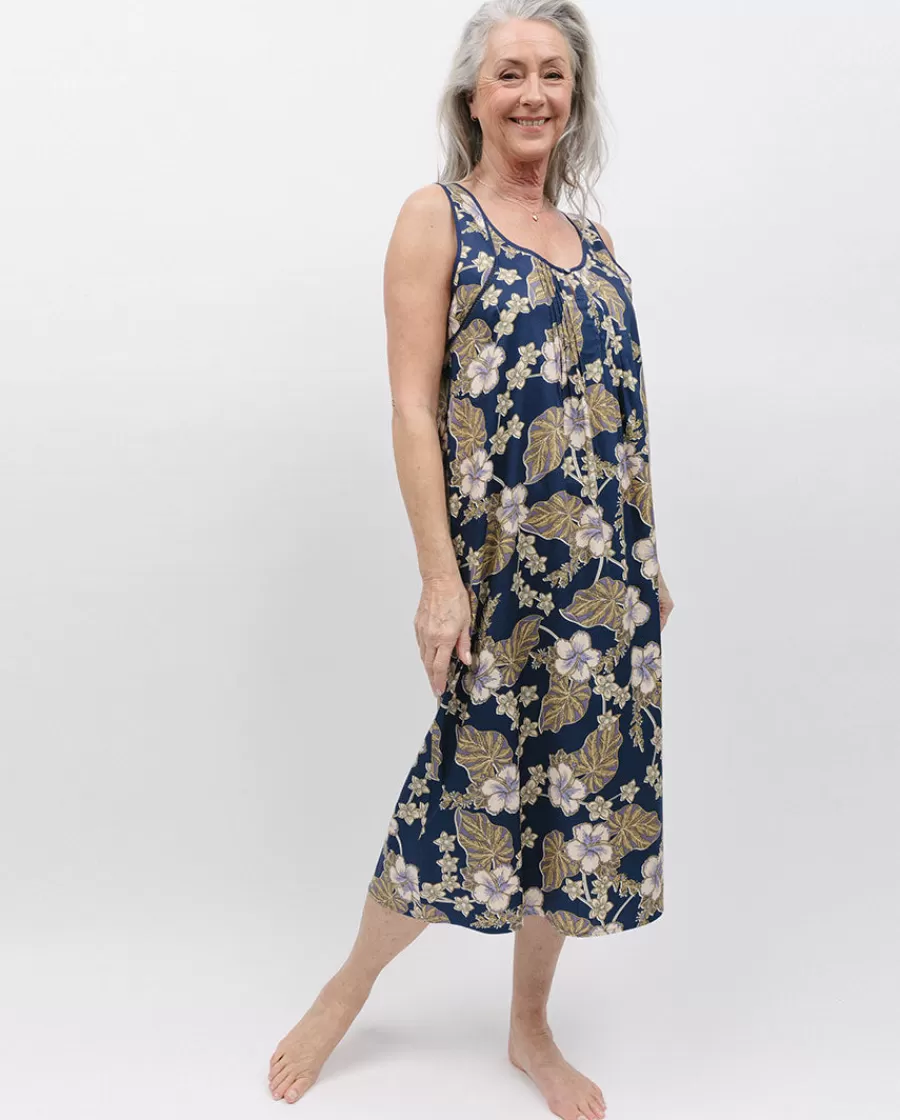 Cheap Winnie Lace Trim Floral Print Long Nightdress Women Nightdresses