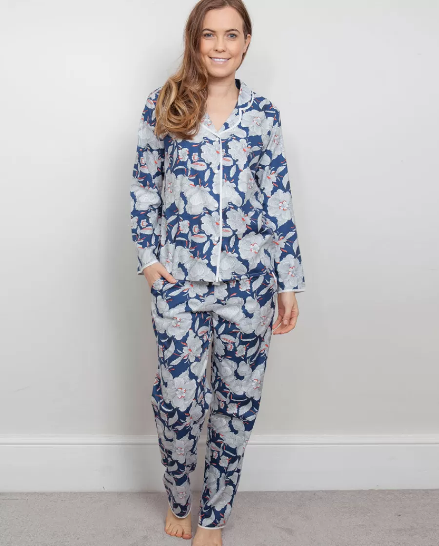 Discount Zoe Woven Long Sleeve Floral Print Pyjama Top Women Pyjama Tops